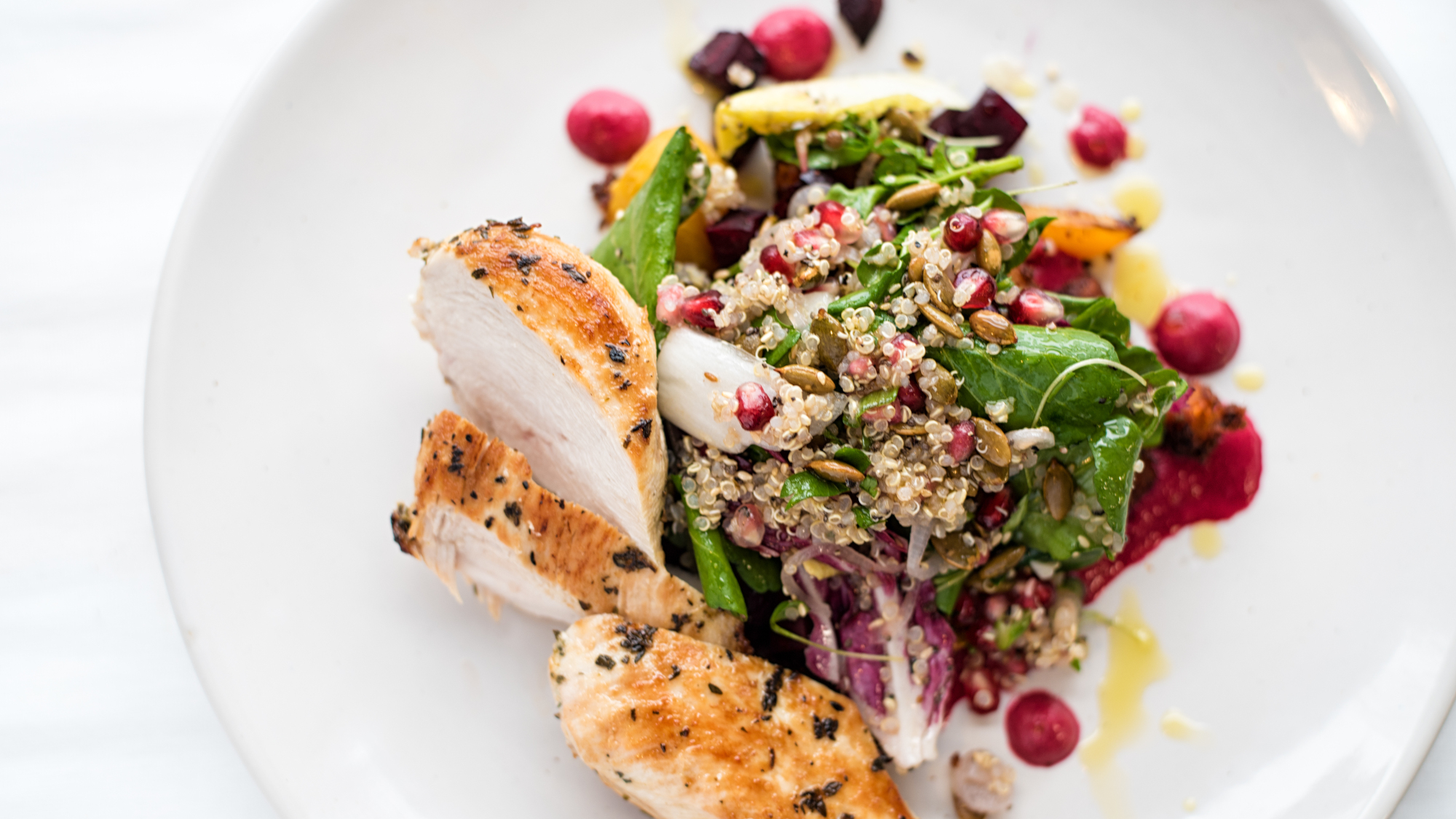 Chicken, quinoa and pomegranate salad