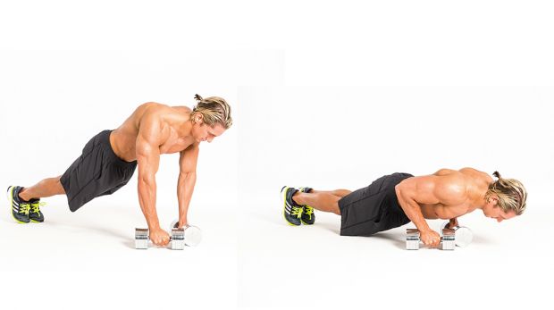 Narrow dumbbell press-up